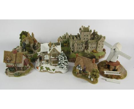 Lilliput Lane sculptures, comprising Convent in the Woods, Mickelgate Antiques, The Hanging Basket, The Old Vicarage at Chris