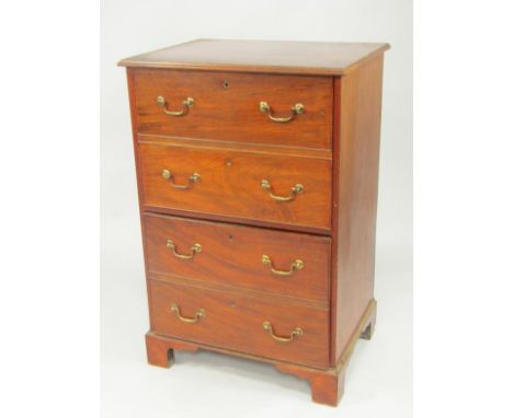 A George III mahogany chest of two deep drawers, raised on bracket feet, 64.5cm x 48cm x 97cm.