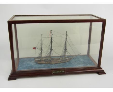 A scale model of HMS Diana 1794, cased, 46.5cm x 20.5cm x 25.5cm.