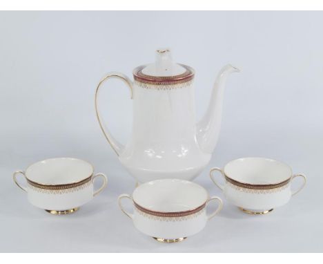 A Paragon porcelain part dinner and coffee service, decorated in the Holyrood pattern, comprising gravy boat on stand, eight 