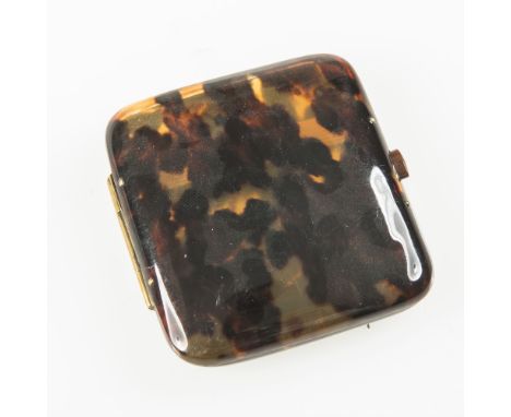 A 1920's TORTOISESHELL CIGARETTE CASE. 8.5cm by 7.5cm