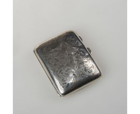 A SILVER CIGARETTE CASE OF CURVED RECTANGULAR SHAPE, Sheffield 1923, makers mark Corke Brothers, London, the hinged cover wit