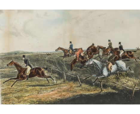 AFTER HENRY ALKEN, THE GRAND LEICESTERSHIRE STEEPLE CHASE, engraved C. Bentley, a set of eight coloured engravings published 