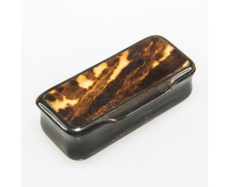 A TORTOISESHELL SNUFF BOX, 19th CENTURY, of rectangular form with hinged lid, length 8cm
