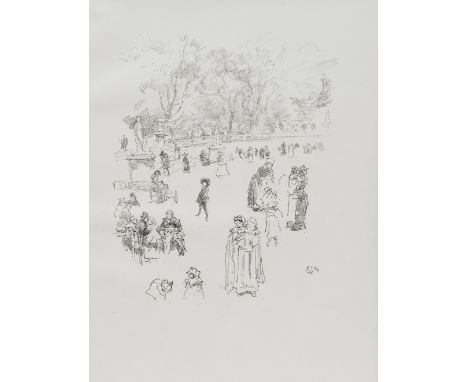 AFTER JAMES MCNEIL WHISTLER, LES BONNES DU LUXEMBOURG, NURSEMAIDS IN THE LUXEMBOURG GARDENS, photo lithographic print, framed