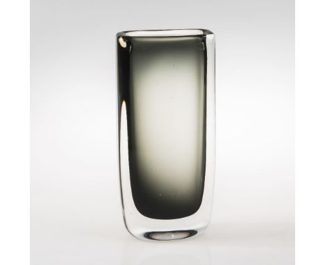 A SWEDISH ORREFORS  'SUMMER DUSK' GLASS VASE CIRCA 1950, designed by Nils Landberg of flattened rectangular shape, height 24.