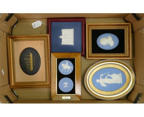 A good collection of Wedgwood Jasperware plaques: Including SS Great Britain, portrait plaques etc., 6 framed items. (6)  