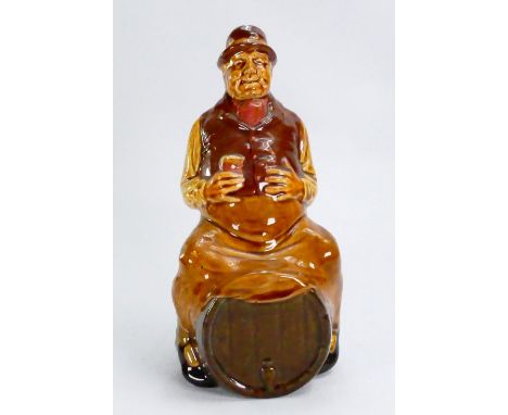 Royal Doulton Kingsware rare decanter as landlord seated astride a barrel: Height 24cm.