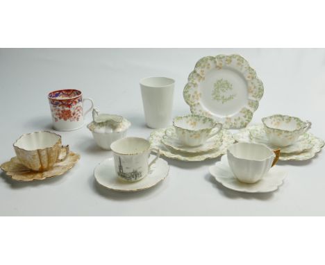 A collection of Shelley Wileman and Co (Foley) coffee cups and saucers to include: Daisy 6171 Jungle Print, Empire  5043 Trai