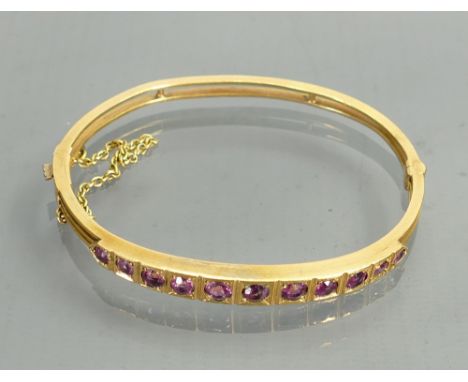 Victorian gold plated / pinchbeck Amethyst set bangle:   