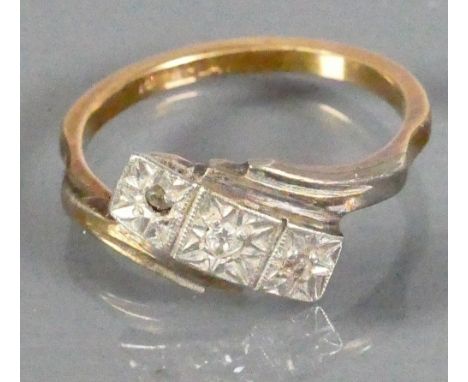 18ct gold &amp; platinum ring Diamond ring: 3.2g.