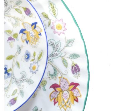 A mixed collection of Minton Haddon Hall dinner &amp; tea ware: In both blue &amp; green variants to include - cups &amp; sau