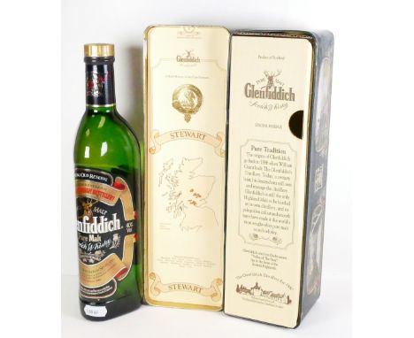 Glenfiddich pure malt special reserve Scotch Whisky: A bottle of Special Old Reserve in decorative tin.
