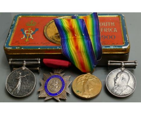 Victoria &amp; Edward VII South Africa medals: Victoria South Africa medal awarded 6181 Pte C Griffiths. Cheshire Reg and Edw