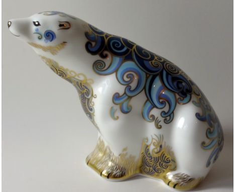 Royal Crown Derby paperweight POLAR BEAR for Connaught House 115/1500: Gold stopper, certificate, first quality, original box