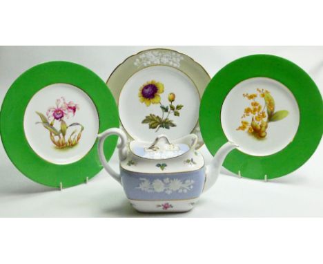 A collection of Spode china to include: Anemone plates, a pair of botanical plates by James Price and a Marie Rose teapot.