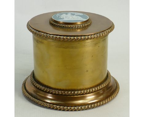 Possibly Wedgwood light green Jasper dipped Humidor: Set in brass Ormolu mount, height 14cm