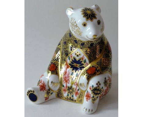 Royal Crown Derby paperweight IMARI HONEY BEAR (Goviers): Gold stopper, certificate, first quality, original box. Limited edi