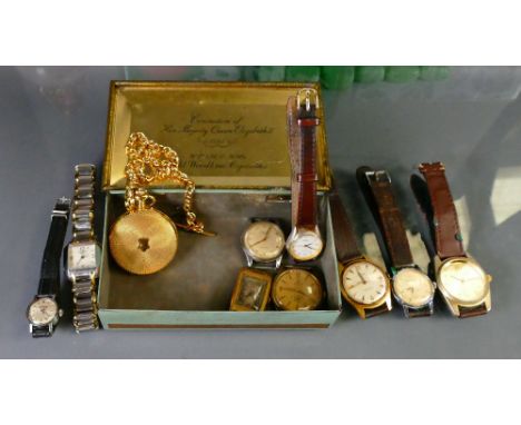 A collection of vintage ladies &amp; gentlemans vintage watches: Including Benson, Mortima, Tissot, later gold plated pocket 