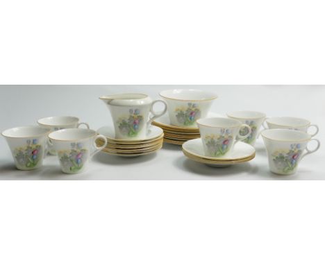 A collection of Shelley Regent 2159 Tulip print part tea set: 7 cups, 10 saucers.