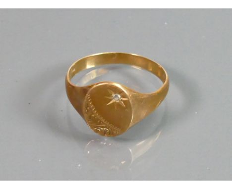 9ct gold gents Signet ring: Size Z-1, 4.3g.