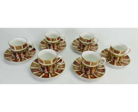 Royal Crown Derby 1128 Imari pattern coffee cans &amp; saucers: Six sets.