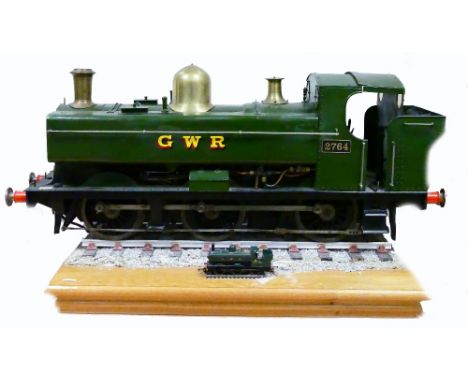 5 inch gauge live Steam Train GWR 2764: Out of test. A well built large size, 5" gauge model. Measures 84cm long. 