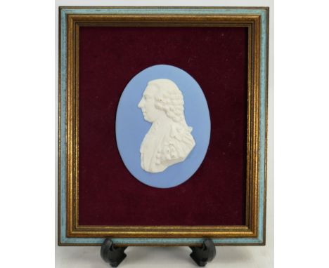Wedgwood Sage green dipped Jasper portrait medallion of Henry Dundas: In wooden surround c1801, length of plaque 11.2cm. 