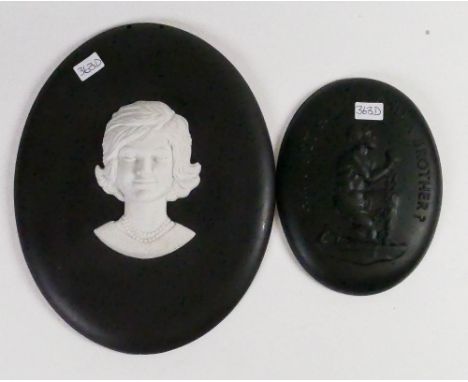 Wedgwood black &amp; white portrait plaques of J D Kennedy (modeled by Eric Owen 1964) &amp; Slavery plaque (made for collect