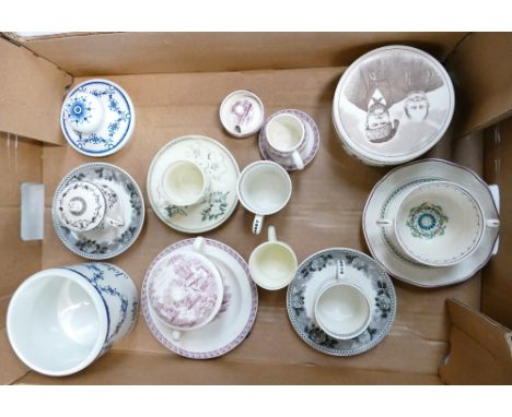 A collection of Wedgwood cups saucers, lidded pots etc.: