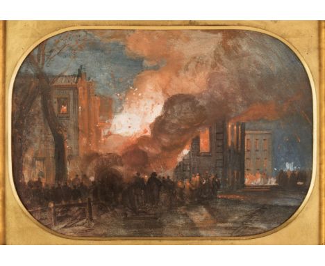 * Müller (William James, 1812-1845). The Burning of the Mansion House, Queen Square, Bristol, 1831, watercolour with bodycolo