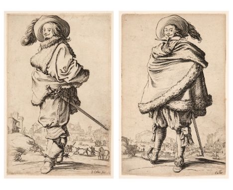 * Callot (Jacques, 1592-1635). Gentleman with Sword, &amp; Noblman with Folded Cloak, from the series La Noblesse, circa 1623