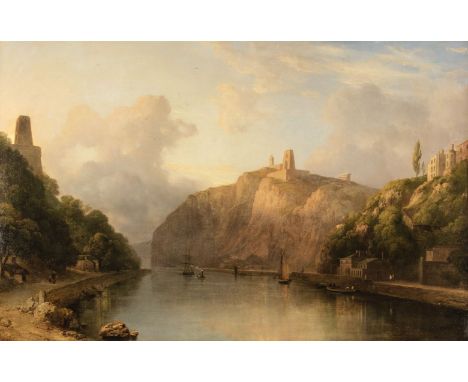 * Gill (Edmund Marriner, 1820-1894). The Avon Gorge, St Vincent’s Rocks, the New Hotwell House and the abandoned piers and ab