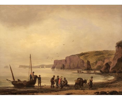 * Luny (Thomas, 1759-1837). Landing the Catch, Dawlish, 1829, oil on wood panel, signed and dated lower left, 30 x 41.5 cm (1