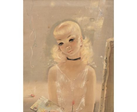 * Pantuhoff (Igor, 1911-1972). Portrait of a young female artist, oil on canvas, half-length portrait of a young blond-haired