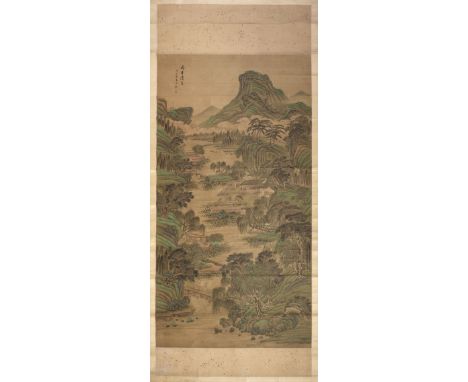* Chinese Landscape Scroll. Garden Scene at a Summer Palace, thought to be by Yao Yun Tsai, probably late 19th or early 20th 