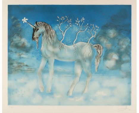 AR  * Dali (Salvador, 1904-1989). The Happy Unicorn, colour lithograph with gold on paper, signed and limited '64/300' in pen