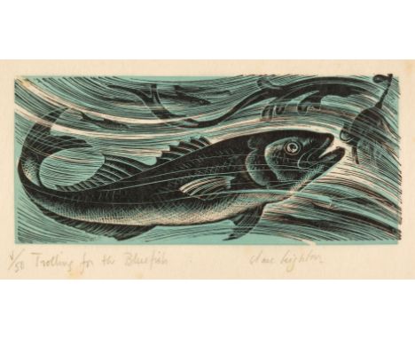 * Leighton (Clare, 1898-1989). Trolling for the Bluefish, circa 1950s, wood engraving on japon, signed, titled and numbered '