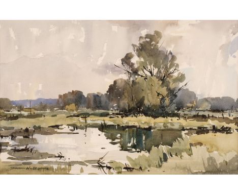 AR  * Wesson (Edward, 1910-1983). Summer Pond near Guildford, November 1966, watercolour on paper, signed lower left, mount a