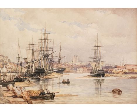 * Syer (John, 1815-1885). Bristol Cathedral and Docks, watercolour, signed lower left, mount aperture 29 x 42 cm (11 3/8 x 16