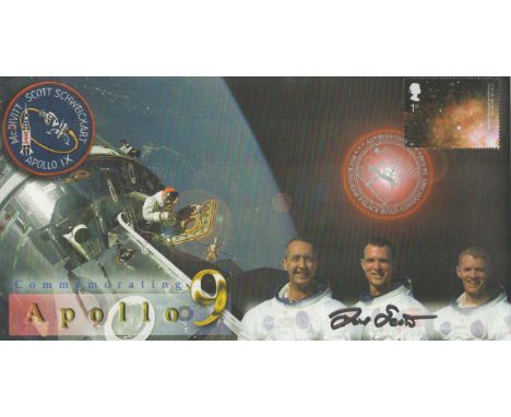 Apollo 9 moonwalker Dave Scott signed Space cover NASA Astronaut. 2002 postmarked cover. superb illustration on front of scen