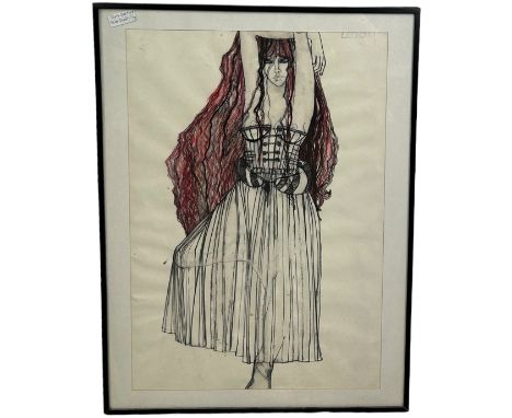TERRY BARTLETT (BRITISH 20TH CENTURY): A COSTUME DESIGN FOR SEVEN DEADLY SINS FOR THE CHARACTER 'LECHERY', Pen and watercolou