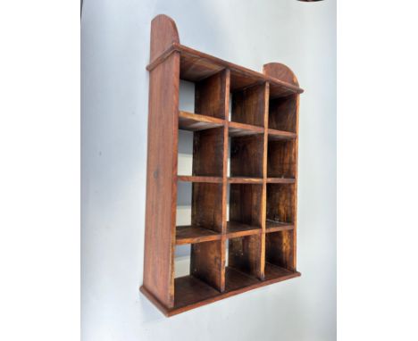 A MAHOGANY HANGING WALL SHELF, 72cm x 45cm x 15cm 