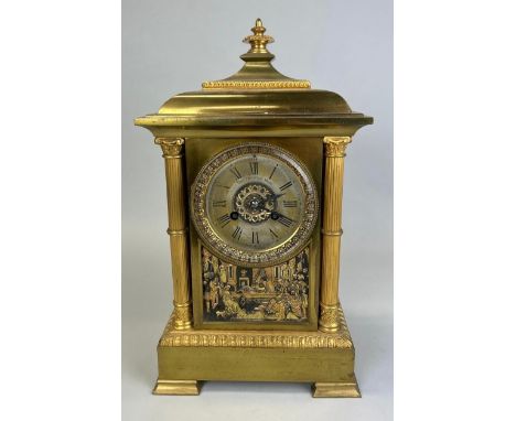A GILT MANTLE CLOCK MARKED FOR THOMAS LANCASTER WHIPP, PARIS, 40cm x 23cm x 15cm 