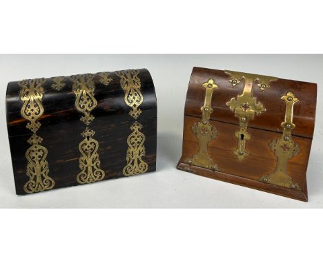A COROMANDEL TEA CADDY ALONG WITH ANOTHER SIMILAR WITH BRASS METALWORK, Largest 22cm x 17cm 