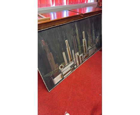 Large Abstract Cityscape Mixed Media Including copper, aluminum and other materials (77cm x 184.5cm) 