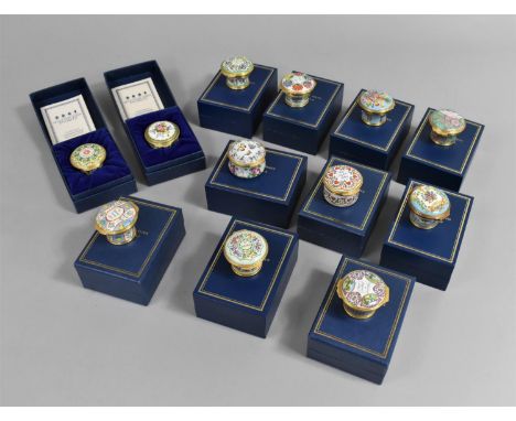 A Collection of Various Halcyon Days Enamel Boxes 12 in Total 