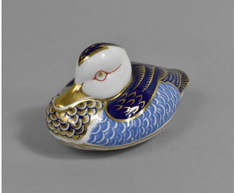 A Gold Button Crown Derby Paperweight, Duck 