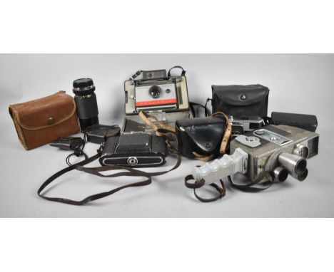 A Collection of Various Vintage Cameras, Cine camera, Telescopic Lens and Other Photographic Accessories 