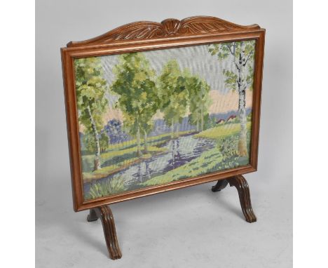 A Mid 20th Century Tapestry Fire Screen, 66cm wide 